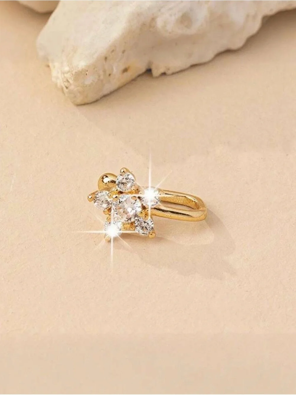 Women's Flower Nose Ring-Shiny Crystal Clip-On Nose Stud